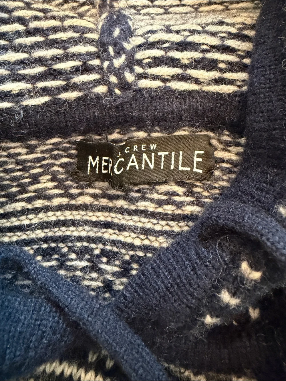 J.Crew Lambswool Fair Isle Hoodie in Navy